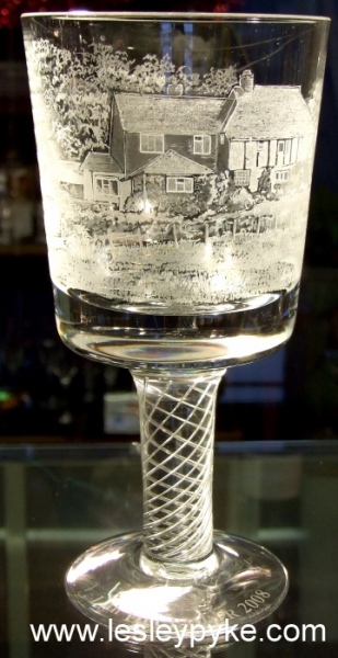 house engraved on glass