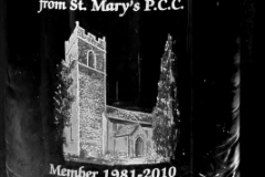 Church on glass vase