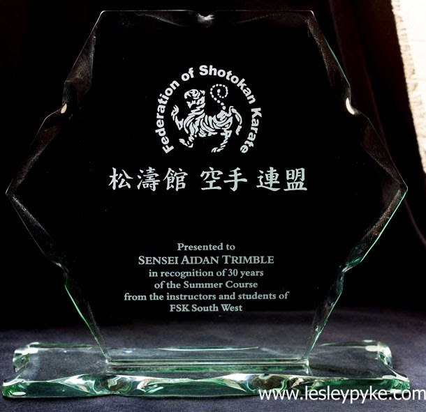 Engraved glass trophy, Shotokan Karate
