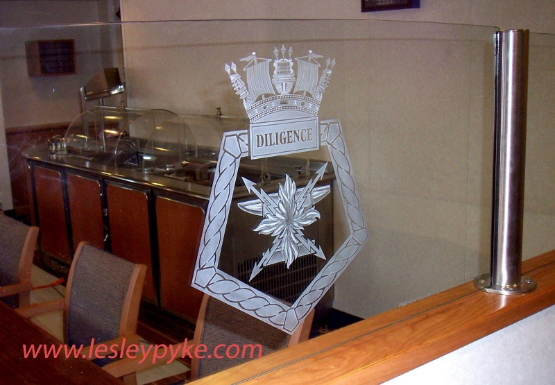 Military crest / badge on ships dining ballistrade