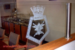 Military crest / badge on ships dining ballistrade