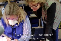 Glass engraving student