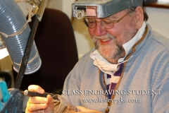 Glass engraving student