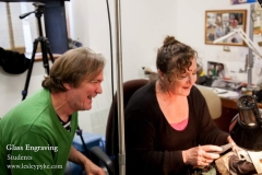 Glass Engraving Lessons to a couple of musicians