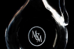 monogram on hand blown decanter