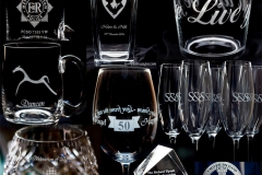 sandblasted glassware
