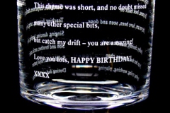 Engraved words on whisky