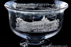 Engraved house on bowl
