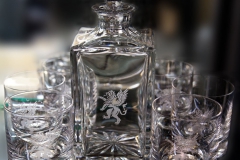 Family crest set decanter and glasses