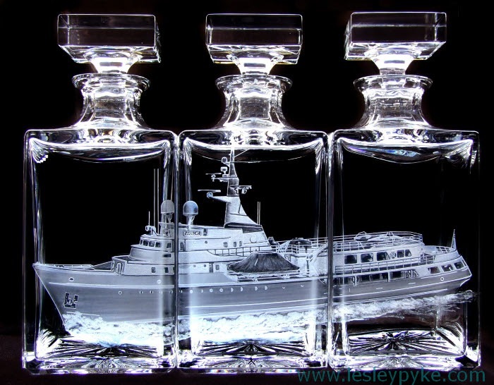 Super yacht triptyque decanters "Itasca"