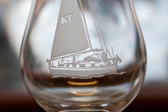 Yacht on whisky glass
