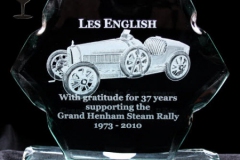 Bugatti engraved glass